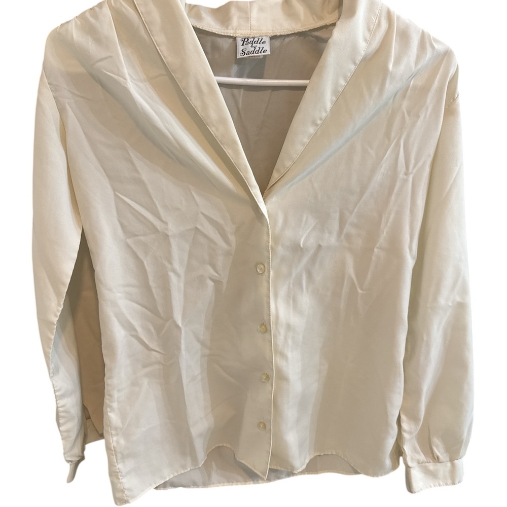 Vintage White Saddle Cream Blouse 1980s